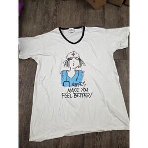 EMERSON STREET Sleep Shirt Cotton SS Pajama One Size OSFA Nurses Nursing